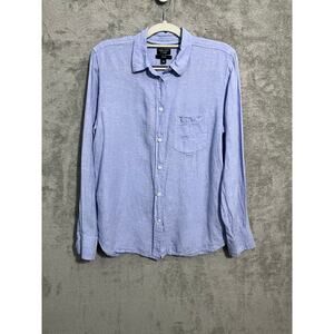 Baird McNutt for J.Crew Irish Linen Shirt Size 6 Blue Preppy Minimalist Office